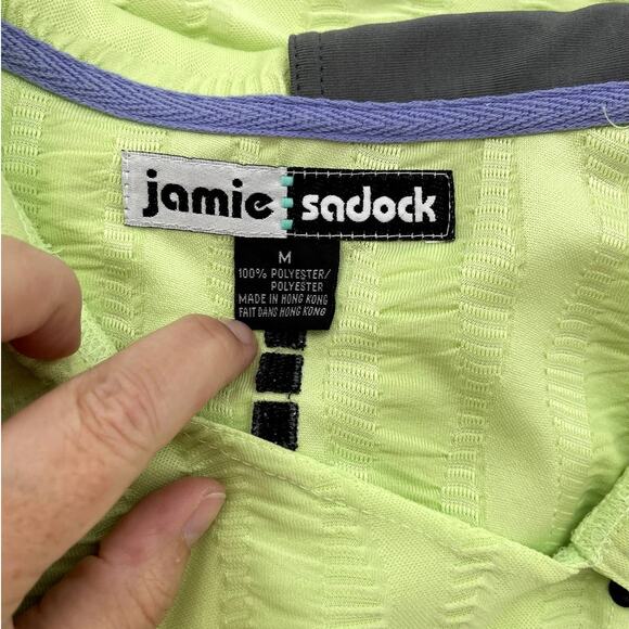 Jamie Sadock Vintage Womens Golf Polo Lime Green Gray Medium - Picture 8 of 10